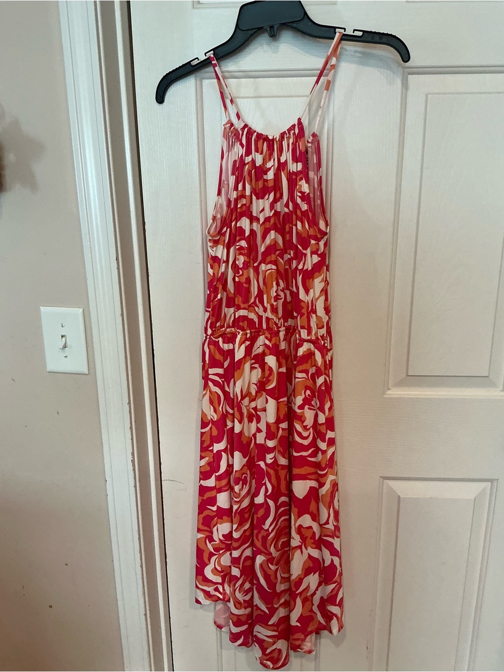 white birch Pink and Cream Floral Sleeveless Maxi Dress